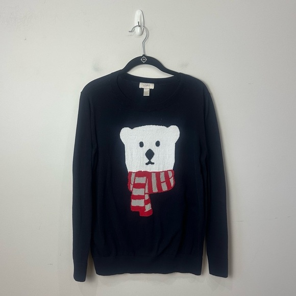 LOFT Sweaters - Loft Polar Bear Cotton Sweater Blue Crew Neck